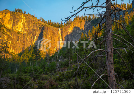 Sentinel Falls at Sunset in Yosemite National Park, California 125751560