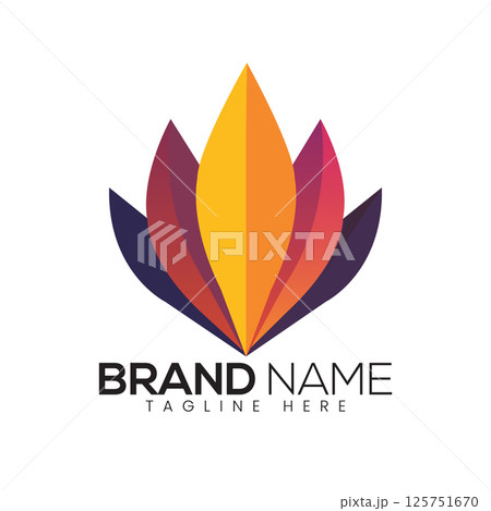 Abstract Vector Colorful Lotus Flower Icon or Logo Design Template 125751670