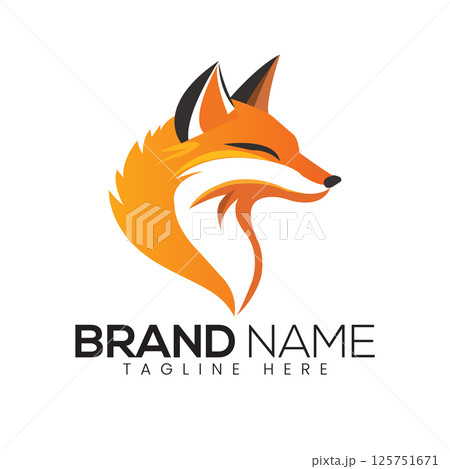 Abstract Vector Colorful Stylized Fox Head Icon or Logo Design Template 125751671