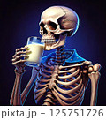 牛乳を飲む骸骨のキャラクター 125751726
