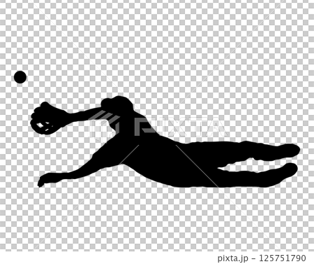 野球の守備姿勢シルエットイラスト 野球の守備姿勢シルエットイラスト 125751790