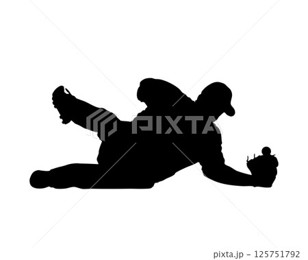 野球の守備姿勢シルエットイラスト 125751792