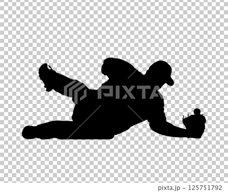 野球の守備姿勢シルエットイラスト 125751792