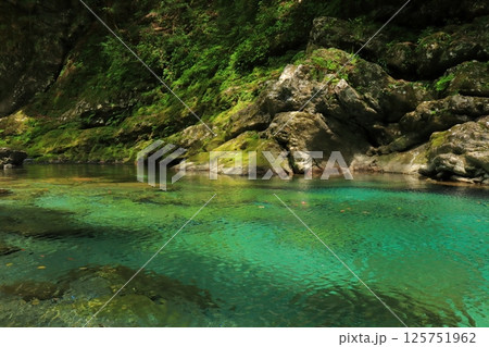 高知県 仁淀川町 安居渓谷 水面がゆれる水晶淵 125751962