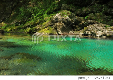 高知県 仁淀川町 安居渓谷 水面がゆれる水晶淵 125751963