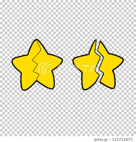 Simple cracked broken star yellow 125752673