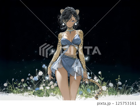 獲物を狙うチーターの妖精のイラスト素材 125753161