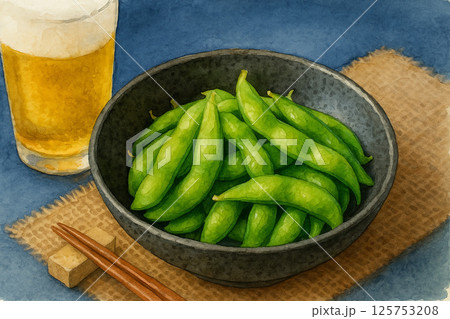 ビールと枝豆 125753208