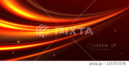 Red elegant glowing background with red curve rays and lighting effect sparkle. 125753576