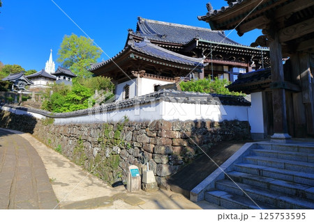 【長崎県】寺院と教会の見える風景（平戸ザビエル記念教会） 125753595