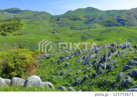 【福岡県】三笠台から見た新緑の平尾台カルスト 【福岡県】三笠台から見た新緑の平尾台カルスト 125753671