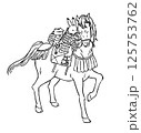 鳥獣戯画 うさぎとカエルが甲冑を着けて馬に乗るイラストレーション 鳥獣戯画 うさぎとカエルが甲冑を着けて馬に乗るイラストレーション 125753762