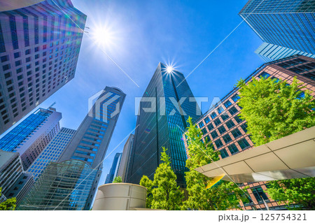 日本の東京都市景観5月。アーバンネット大手町ビルなど大手町のビジネス街などを望む 125754321