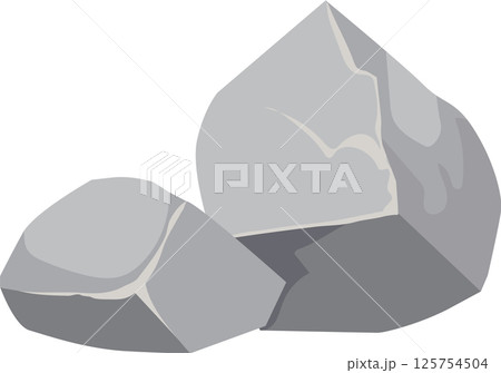 Two gray rocks resting on a white background, embodying stability, firmness, and strength while highlighting the natural beauty of solid geological elements in a minimalist setting 125754504