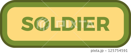 Green rounded rectangle featuring the word soldier in vibrant green against a bright yellow background, symbolizing military concepts, duty, and unwavering service Green rounded rectangle featuring the word soldier in vibrant green against a bright yellow background, symbolizing military concepts, duty, and unwavering service 125754591