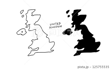 シンプルなイギリスの地図の手書きベクターイラスト 125755535