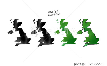 水彩で塗られたイギリスの地図の手書きベクターイラスト 水彩で塗られたイギリスの地図の手書きベクターイラスト 125755536