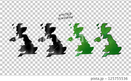 水彩で塗られたイギリスの地図の手書きベクターイラスト 水彩で塗られたイギリスの地図の手書きベクターイラスト 125755536