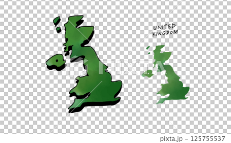 Hand-drawn vector illustration of a three-dimensional watercolor map of Great Britain 125755537