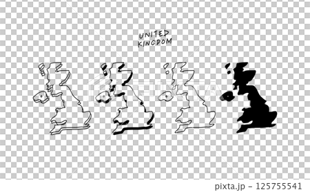 簡單的 3D 英國地圖手繪向量插圖 簡單的 3D 英國地圖手繪向量插圖 125755541