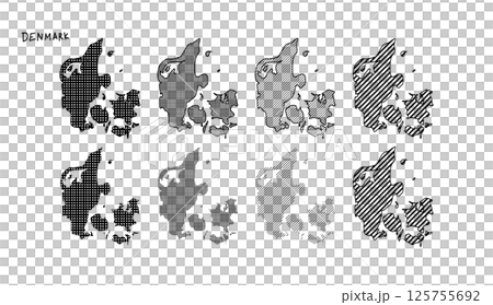 丹麥手繪地圖，帶有圓點和條紋向量插圖 1 125755692