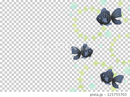 Hand-drawn cute goldfish frame 125755703