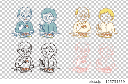 吃壽司的年長夫婦 125755859