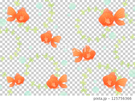 Cute background material of hand-drawn red goldfish 125756366
