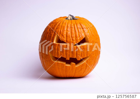 one halloween pumpkin white background one halloween pumpkin white background 125756587