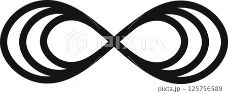 Intertwined triple infinity symbol forming a continuous loop, embodying abstract concepts such as limitless potential, eternal love, and boundless continuity 125756589