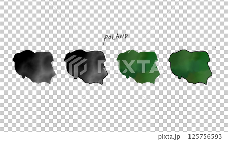 Vector illustration of a hand-drawn map of Poland painted in watercolor 125756593