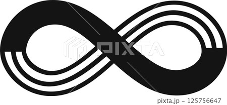 Infinity symbol with stripes forming a continuous loop, representing limitless potential, eternity, and endless possibilities in a simple yet powerful graphic 125756647