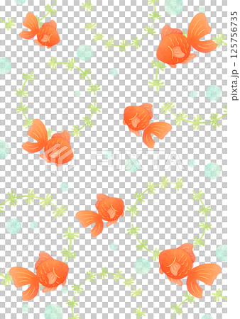Cute background material of hand-drawn red goldfish Cute background material of hand-drawn red goldfish 125756735