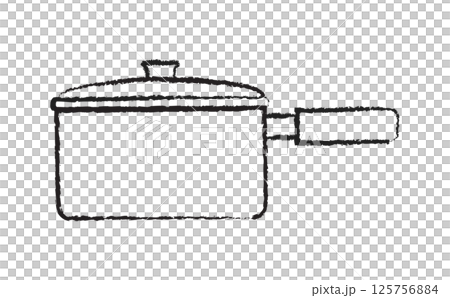 手繪黑線繪圖的平底鍋插圖 125756884