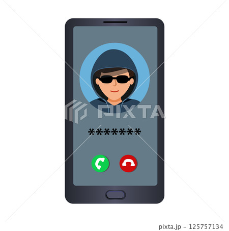 I received a call from phone. Some guy. a man.Hacker, Phishing scam, hacker attack 125757134