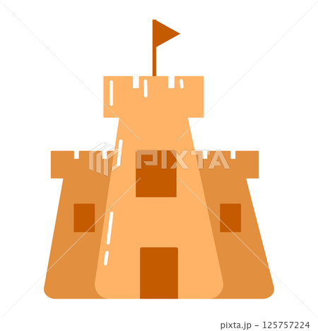 Sand castle on white background 125757224