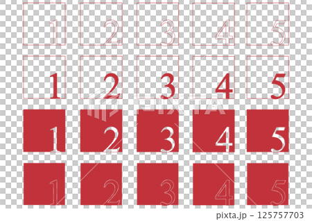 【数字セット】シックな1〜5のグラフィックパターン・赤 【数字セット】シックな1〜5のグラフィックパターン・赤 125757703
