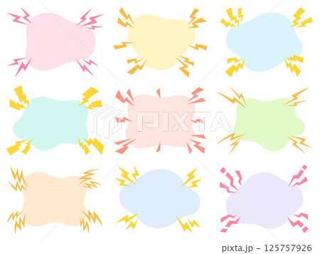 不定形のフレームと雷マークのセット 125757926