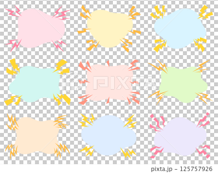 不定形のフレームと雷マークのセット 125757926