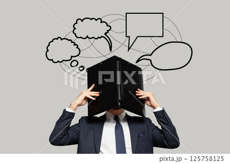 Frustrated stressed businessman hiding his head under laptop in office with icons drawings. Frustrated stressed businessman hiding his head under laptop in office with icons drawings. 125758125