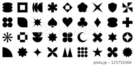 透明背景に描かれた抽象的で幾何学的なシルエットアイコンのベクターイラストレーションセット 透明背景に描かれた抽象的で幾何学的なシルエットアイコンのベクターイラストレーションセット 125758366