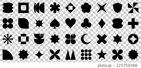 透明背景に描かれた抽象的で幾何学的なシルエットアイコンのベクターイラストレーションセット 透明背景に描かれた抽象的で幾何学的なシルエットアイコンのベクターイラストレーションセット 125758366