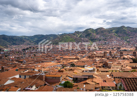 Panoramic View of Cusco, Peru, Surrounded by Andean Mountains 125758388