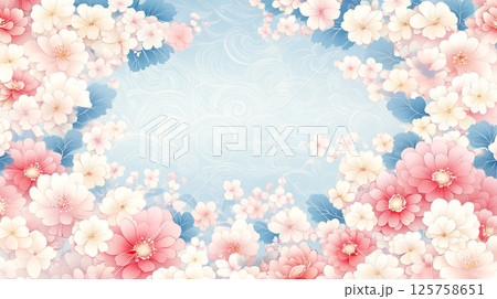 和柄の花と白い和紙 125758651