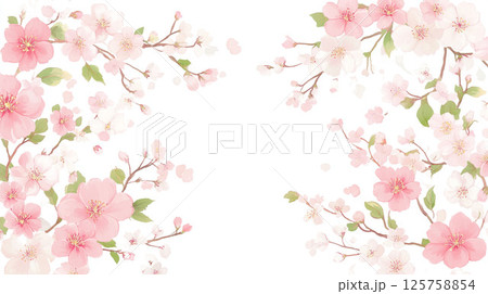 水彩で描いた桜の枝 125758854