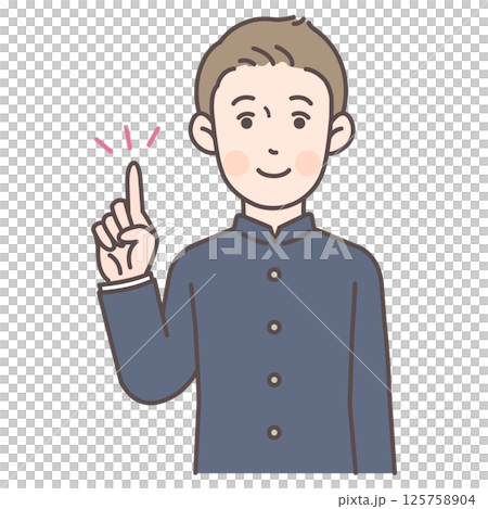 Pointing male student_Gakuran Pointing male student_Gakuran 125758904