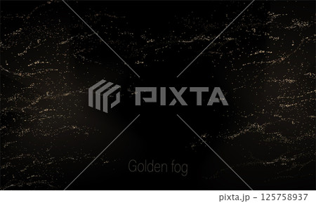 Isolated design components, golden chaotic tinsel pattern on black background 125758937