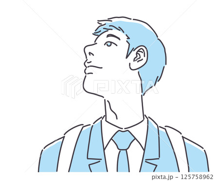 空を見上げるスーツ姿の男性　色あり 125758962