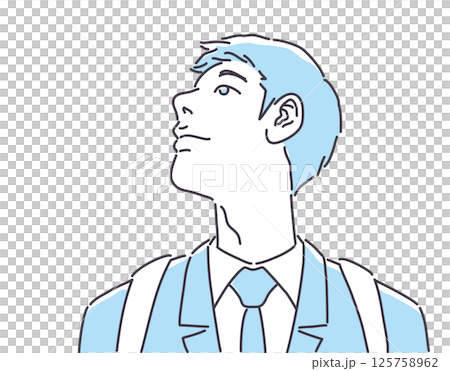 空を見上げるスーツ姿の男性　色あり 125758962