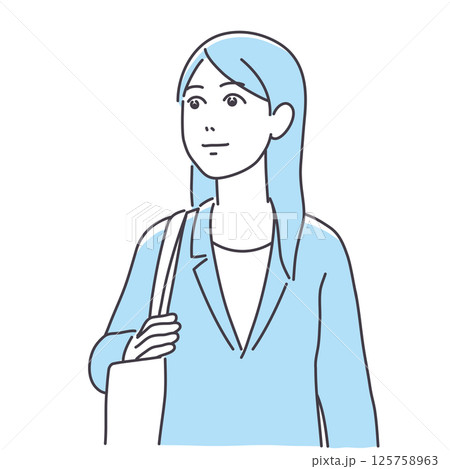 見上げるスーツ姿の女性　色あり 125758963